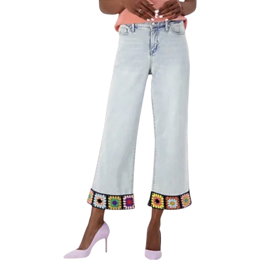 Laurie Felt Daisy Denim Wide Leg w/ Crochet Hem Light - Picture 2 of 16